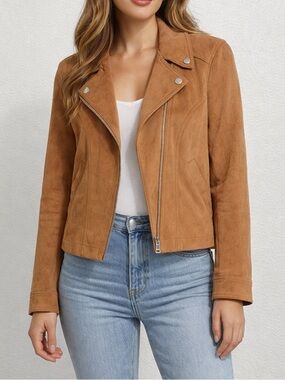 Express Tan Faux Suede Moto Jacket